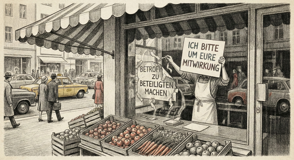 Das Schild im Fenster